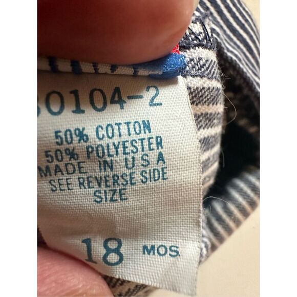 Vintage Stone Apparel Toddler Blue White Striped Overalls Size 18 Months - Picture 8 of 8